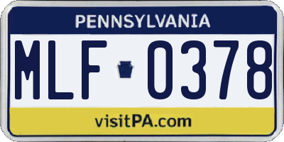 PA license plate MLF0378