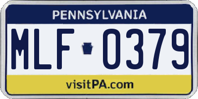 PA license plate MLF0379