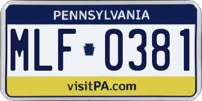 PA license plate MLF0381