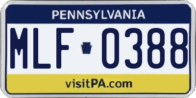 PA license plate MLF0388