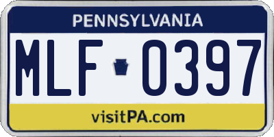 PA license plate MLF0397