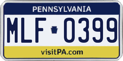 PA license plate MLF0399