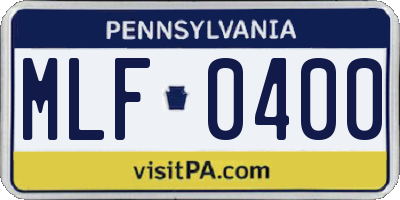 PA license plate MLF0400