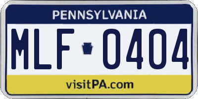 PA license plate MLF0404