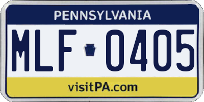 PA license plate MLF0405