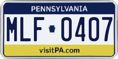 PA license plate MLF0407