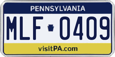 PA license plate MLF0409
