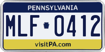 PA license plate MLF0412