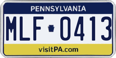 PA license plate MLF0413