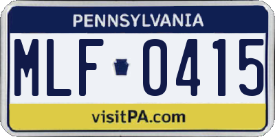 PA license plate MLF0415