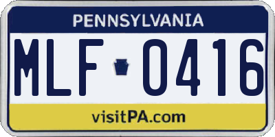 PA license plate MLF0416