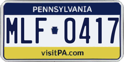 PA license plate MLF0417