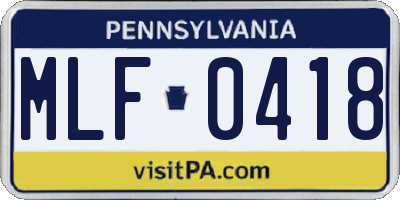 PA license plate MLF0418