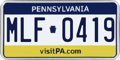 PA license plate MLF0419