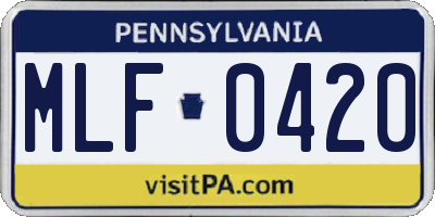 PA license plate MLF0420