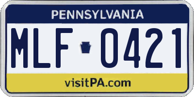 PA license plate MLF0421