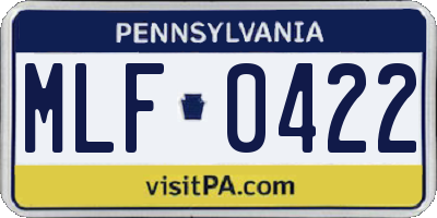 PA license plate MLF0422