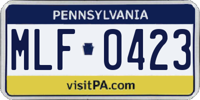 PA license plate MLF0423