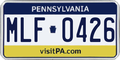 PA license plate MLF0426