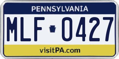 PA license plate MLF0427