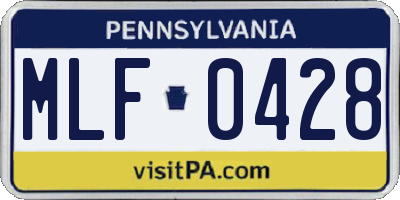 PA license plate MLF0428