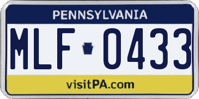 PA license plate MLF0433