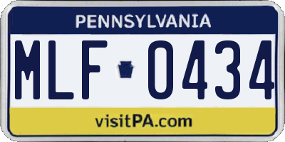 PA license plate MLF0434