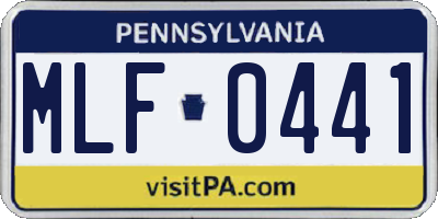 PA license plate MLF0441