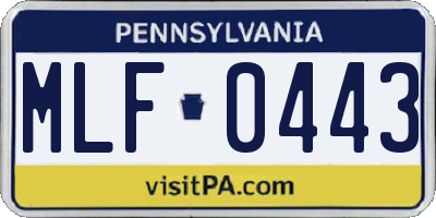 PA license plate MLF0443