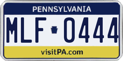 PA license plate MLF0444