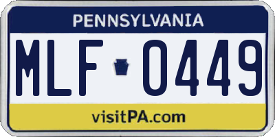 PA license plate MLF0449