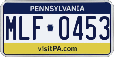 PA license plate MLF0453
