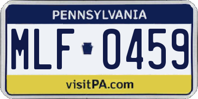 PA license plate MLF0459
