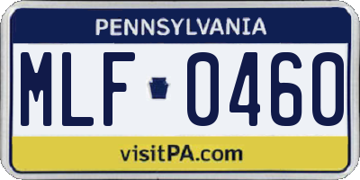 PA license plate MLF0460