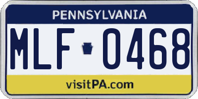 PA license plate MLF0468