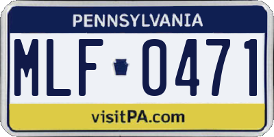 PA license plate MLF0471