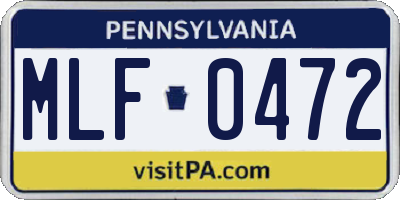 PA license plate MLF0472