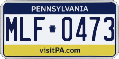 PA license plate MLF0473