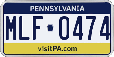 PA license plate MLF0474