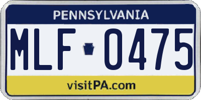 PA license plate MLF0475