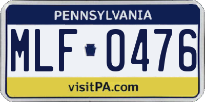 PA license plate MLF0476