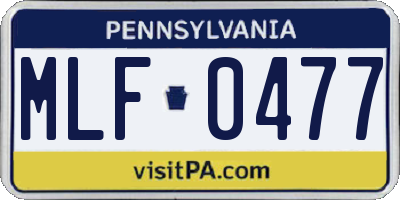 PA license plate MLF0477