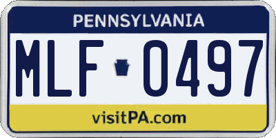 PA license plate MLF0497