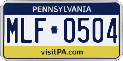 PA license plate MLF0504