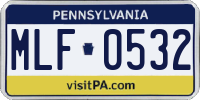 PA license plate MLF0532