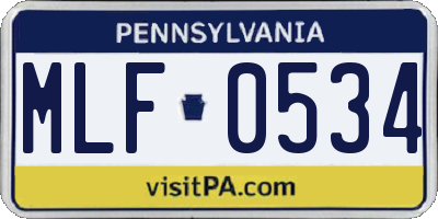 PA license plate MLF0534