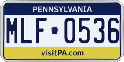 PA license plate MLF0536
