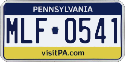 PA license plate MLF0541