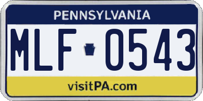 PA license plate MLF0543