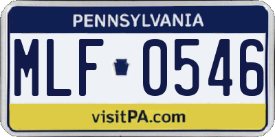 PA license plate MLF0546